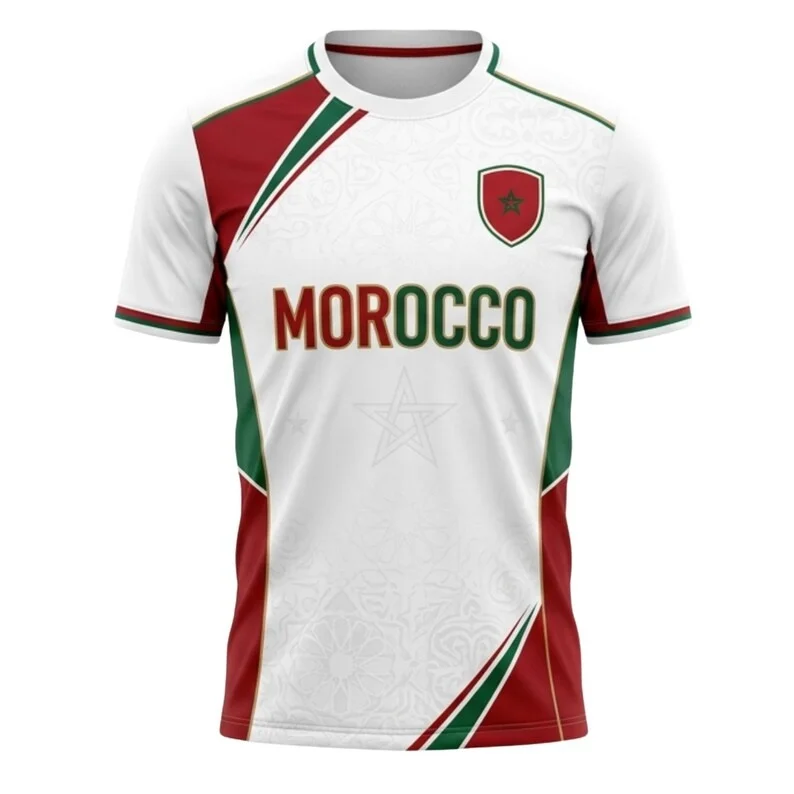 Camiseta de Fútbol con Diseño de Bandera Marroquí Islámica de Secado Rápido 2026, Camiseta Cultural para Fanáticos, Deportes, Ocio, Entrenamiento, Hombres