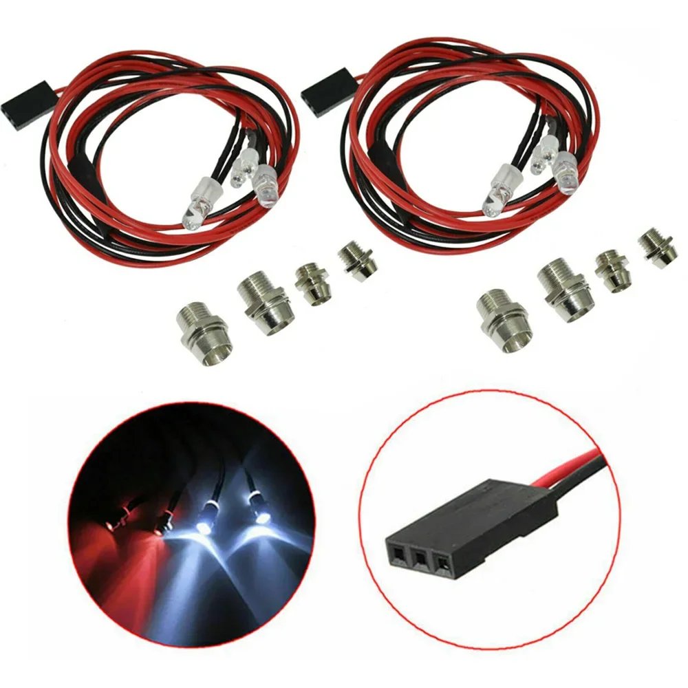 4 LED Lights Kit 2 White 2 Red for 1/10 1/8 HSP Redcat RC4WD Tamiya Axial SCX10 D90 HPI RC Car Light Model Drift Crawler Car 2pc