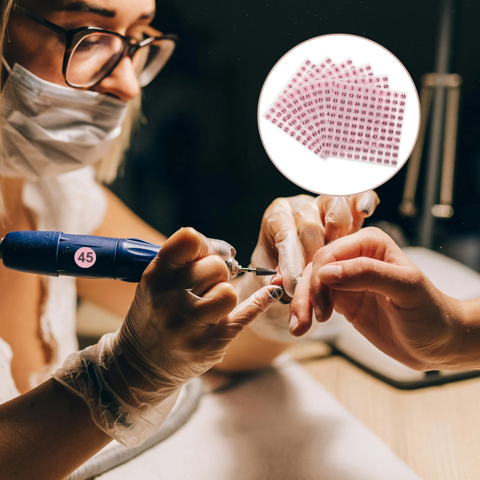 

50pcs Nail Tool Stickers 1-100 Numbered Inventory Labels Self Adhesive Small Decals For Organizing Manicure Tools Polish