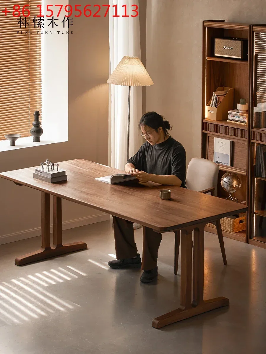 

Стол из массива дерева в скандинавском стиле для гостиной, большой, из черного ореха, для офиса и дома, обеденный