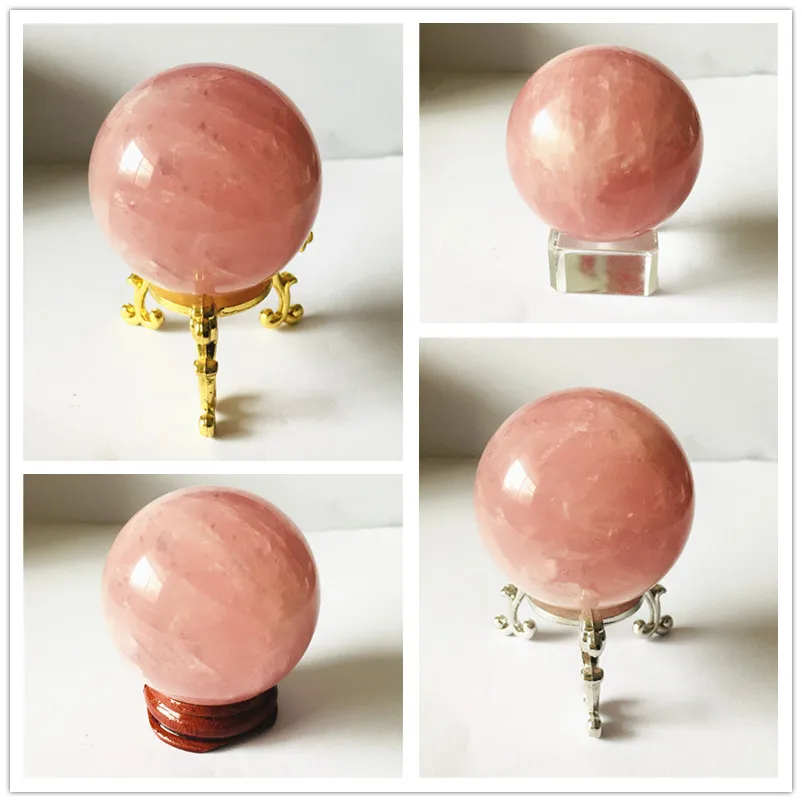 3-7cm Natural Rose quartz Sphere  Crystal Ball Healing Stone Gemstone  Home Decor + 1 stand