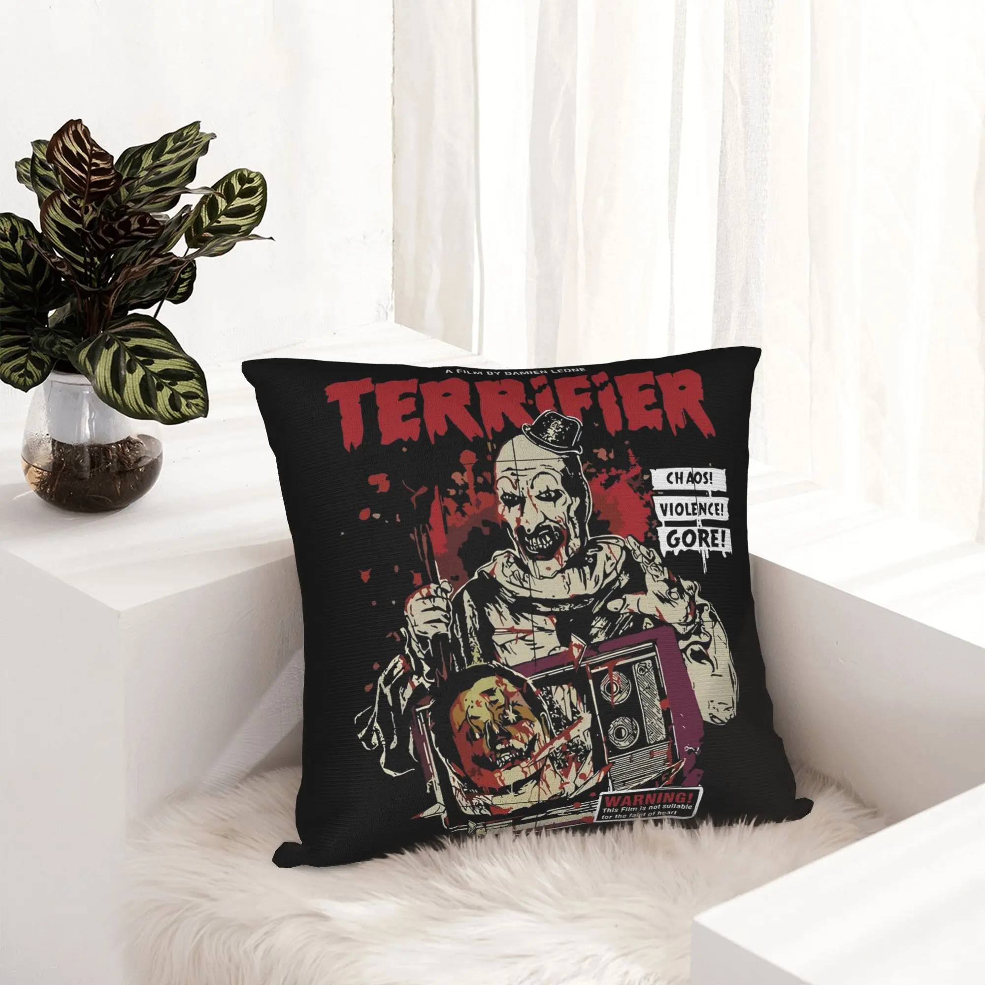 Terrifier Horror Movie Pillowcase Printed Polyester Cushion Cover Decorative  Throw Pillow Case Cover Car Square 18''