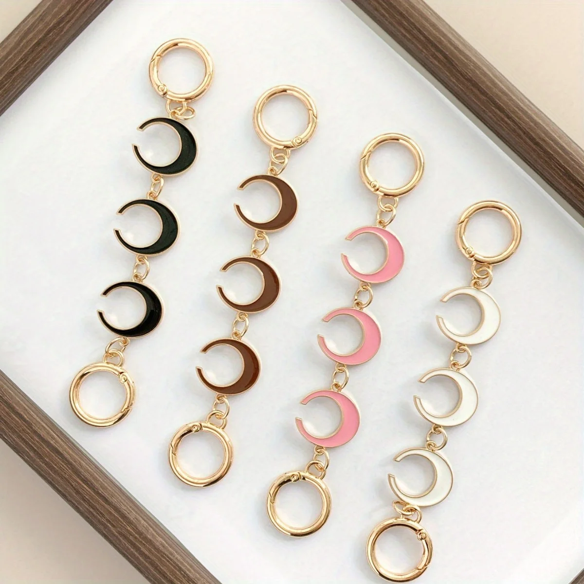 1PC Moon Shape Wallet Shoulder Bag Extension Chain with Alloy Spring Door Knocker for Underarm Bag Replacement Accessories