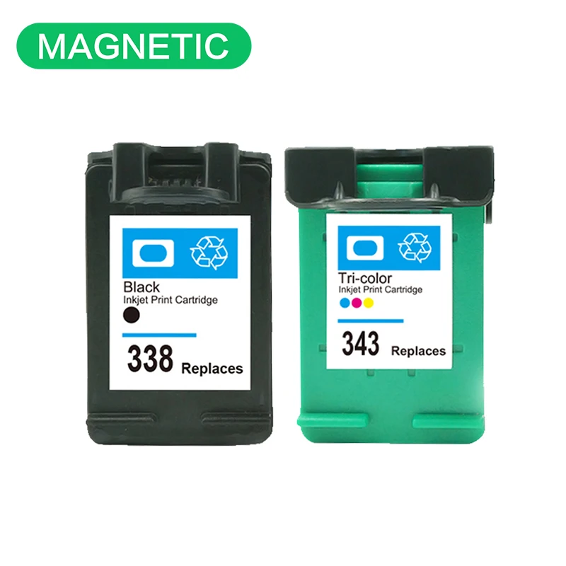 2PCS Magnetic Compatible Ink Cartridge for HP338 343 For HP Deskjet D4260 4260 D4360 C4200 C4480 C4280 C4400 C4580 C4273 338 343