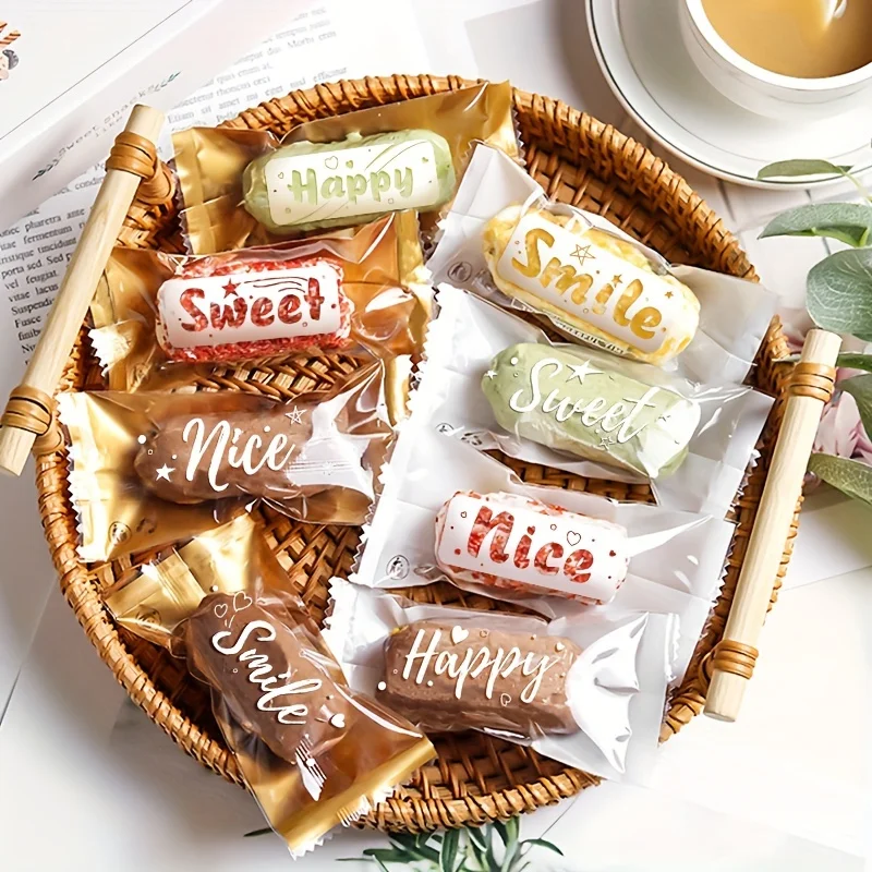 100 pcs of souffle bag Oatmeal cookie bag Handmade cookies Toffee Nougat Almond pastry baking machine seal bag