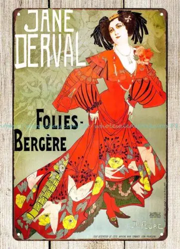 de FEURE, Georges. Jane Derval, Folies Berge`re metal tin sign metal wall decor