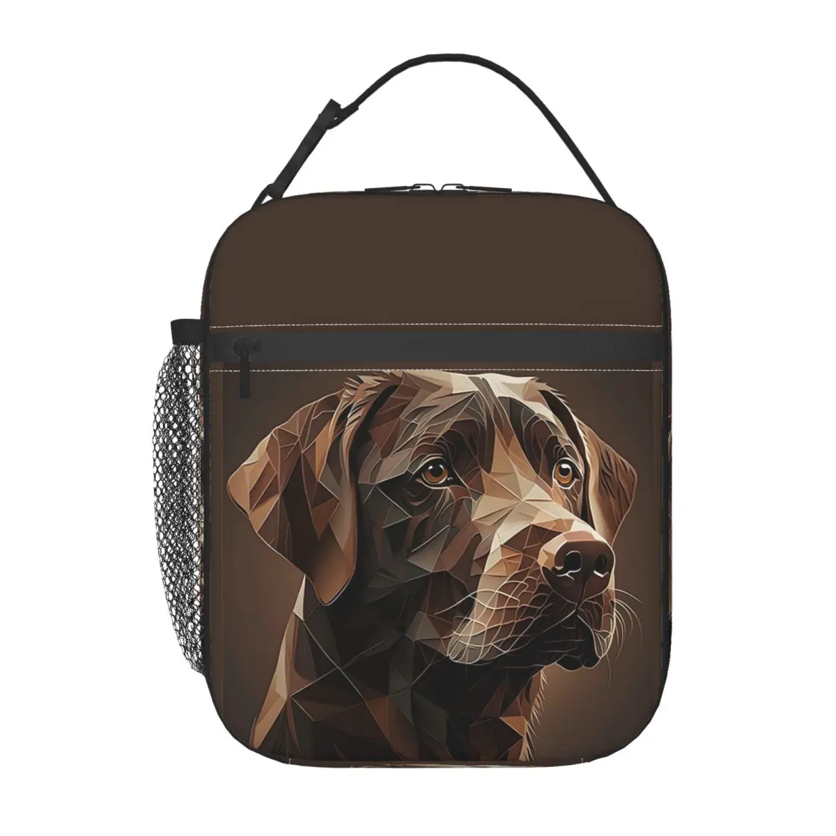 Geometric Choco A Chocolate Labrador Artwork Insulated Lunch Bag for Women Kids Portable Food Boxes Thermal Lunch Box Tote