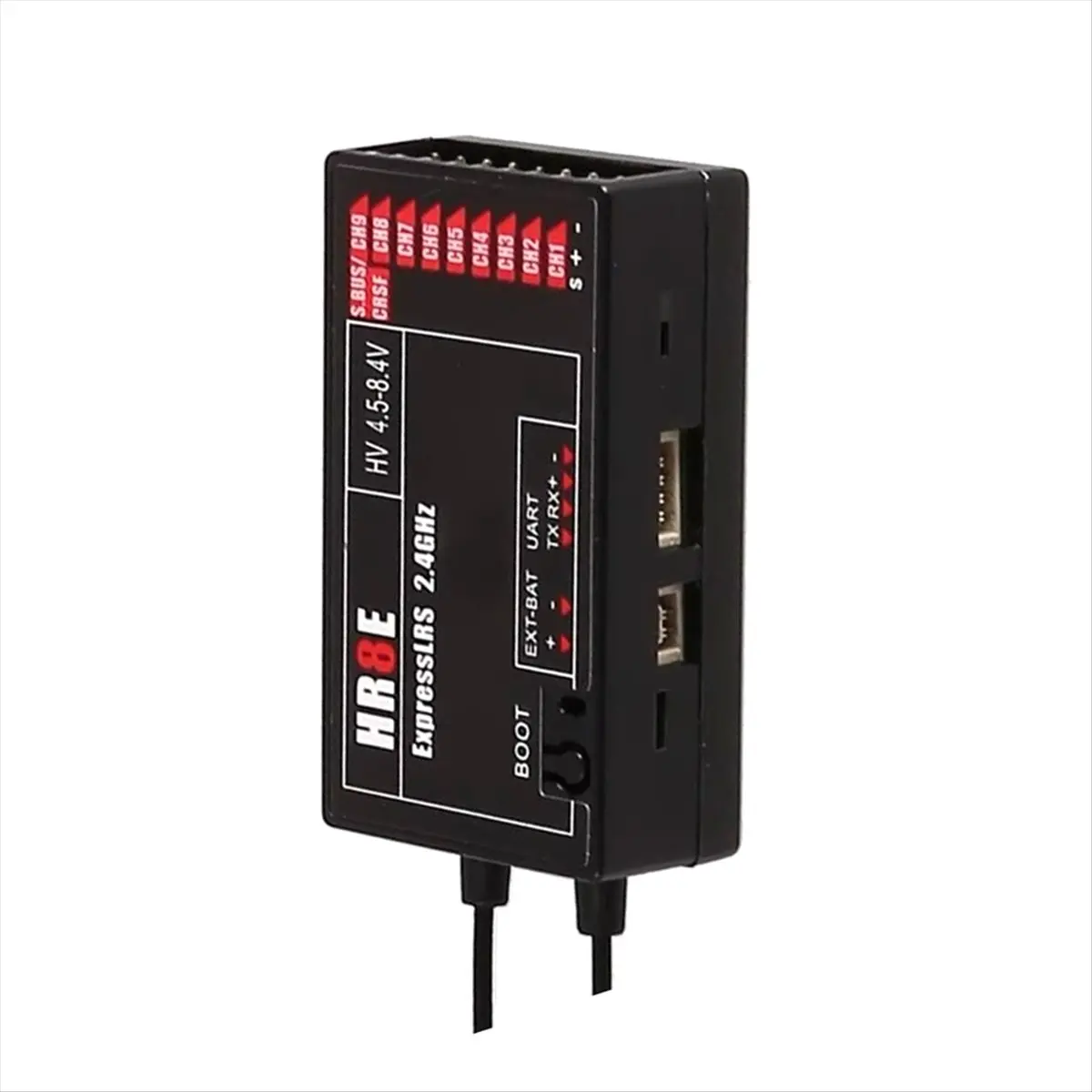 462E Small 9 Channel HR8E ELRS PWM Receiver Adapter 1800mm Antennae for Planes and Boats Support ExpressLRS Black