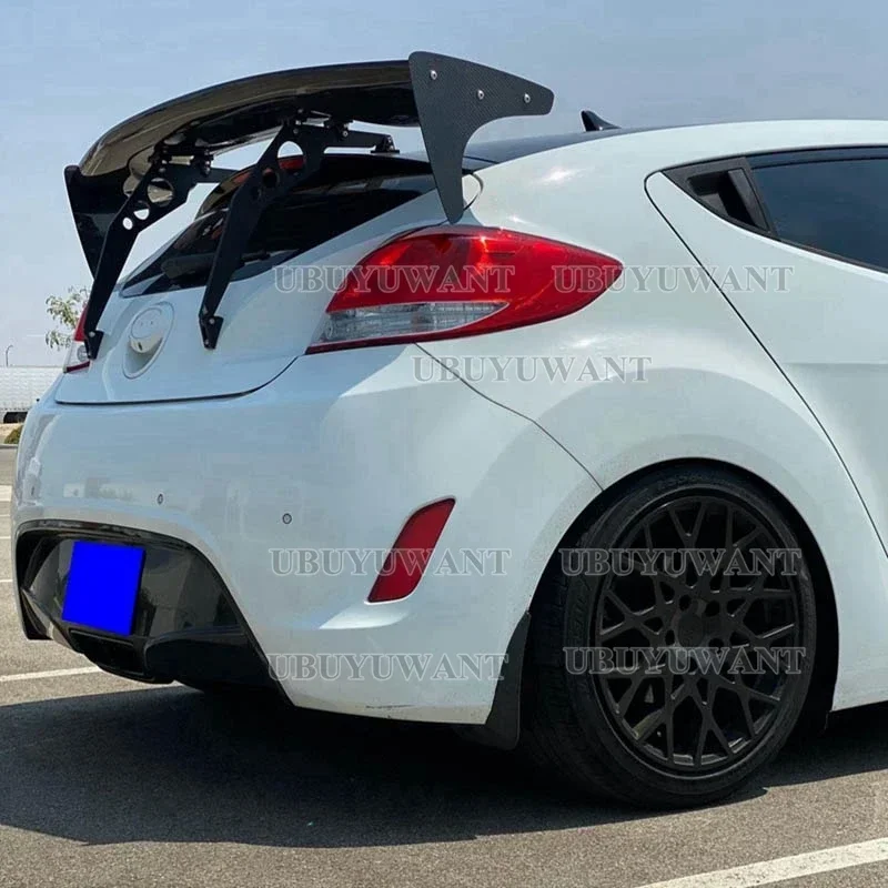 For Hyundai Veloster RSW High Quality Material Glossy Black Carbon Fiber Tail Wing Rear Trunk Spoiler Body Kits