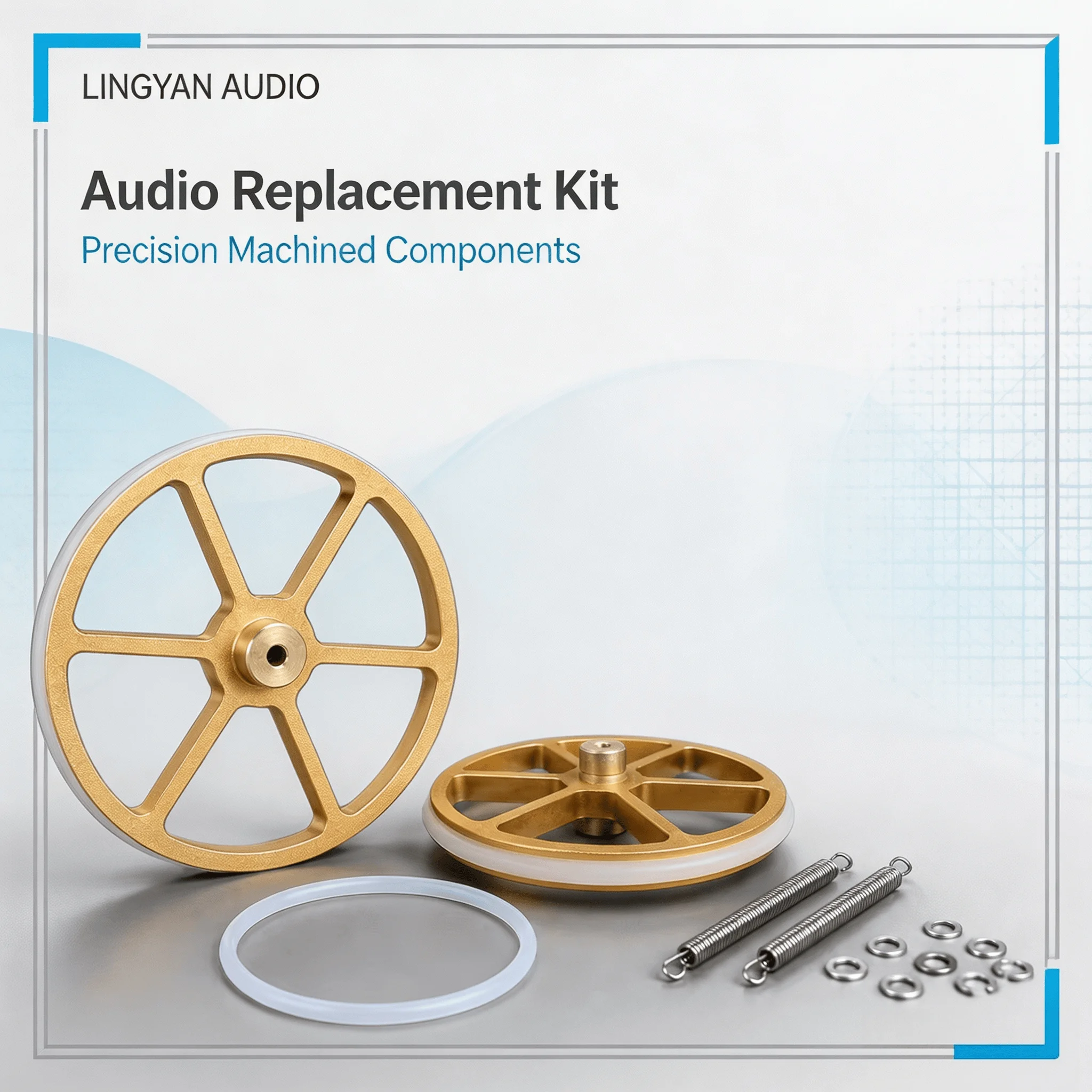 Idler Wheel Repair Kit Solid Brass Pulley with Springs Washers Circlips Maintenance Accessory for LENCO L75 L78 Turntable