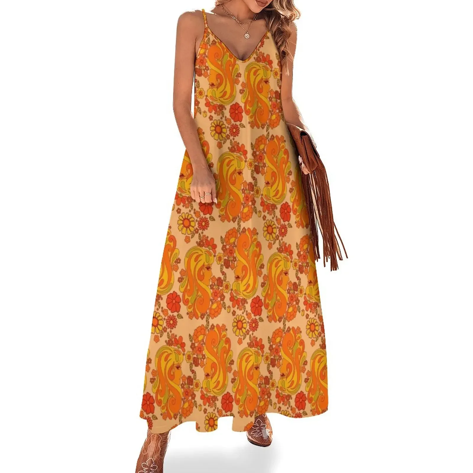 

Groovy lady in orange Sleeveless Dress sexy dress Women's dress dresses for womens 2025 dresses korean style