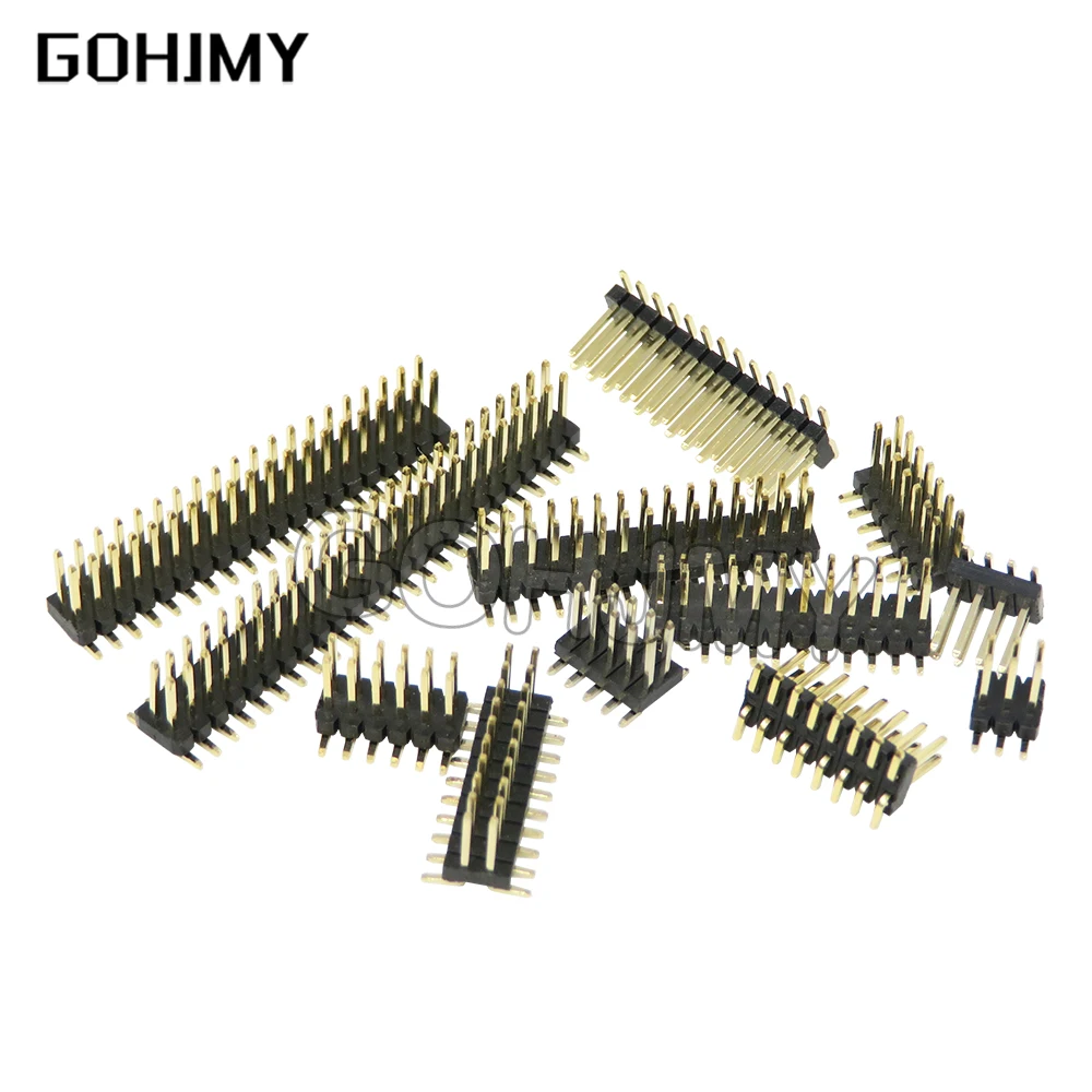 10pcs SMT 1.27mm 1.27 Double Row Male Breakaway PCB Board Pin Header Connector Pinheader 2*3/4/5/6/7/8/10/12/15/20/40p 3-50P