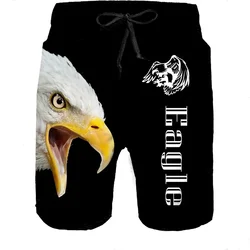 3D Printed White Bald Eagle Short Pants Men's Animal Camouflage Pattern Beach Shorts Street Fashion Sports Oversize Swim Trunks