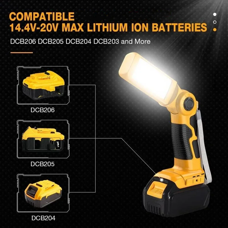 Portable LED Light Work Light Outdoor Lighting Flashlight For Makita/Bosch/Milwaukee/Dewalt/Ryobi Power Tool 18V Lithium Battery