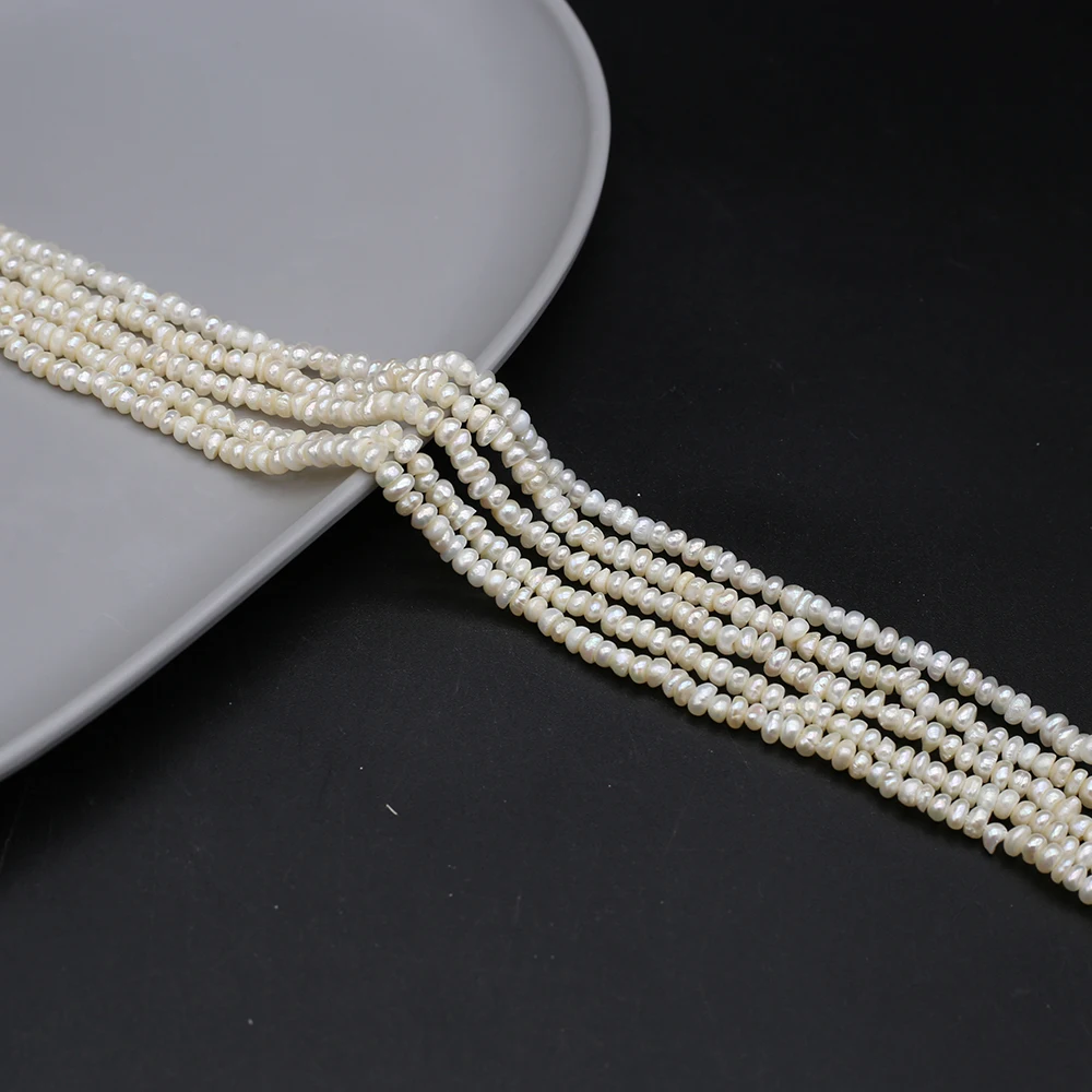 3-4mm Natural Zhuji Freshwater Culture Pearl Beads Irregular Flat Bead for Jewelry Making Diy Necklace Bracelets Accessories