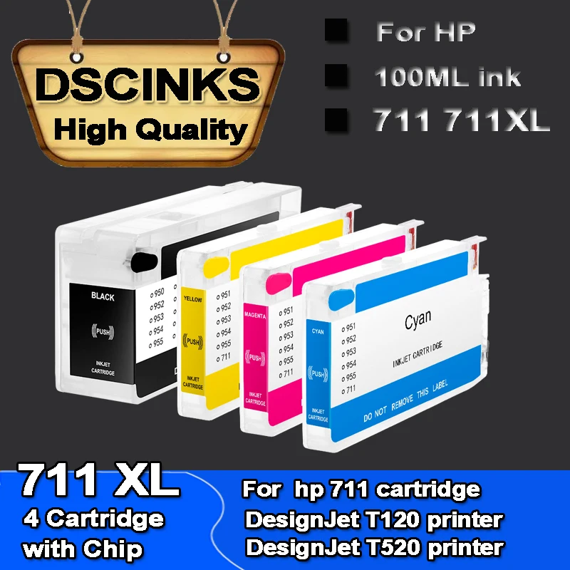 

711 711XL многоразовый чернильный картридж для HP 711 для принтера hp DesignJet T120 T520 с чипом