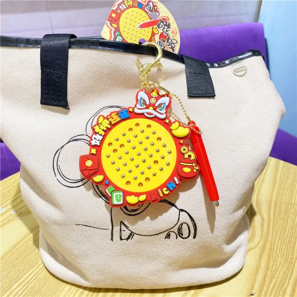 Lion Dance Magnetic Drawing Board Keyring Chinese Style DIY Mini Funny Keychain Become Rich Relaxing Toy Drawing Toy Pendant