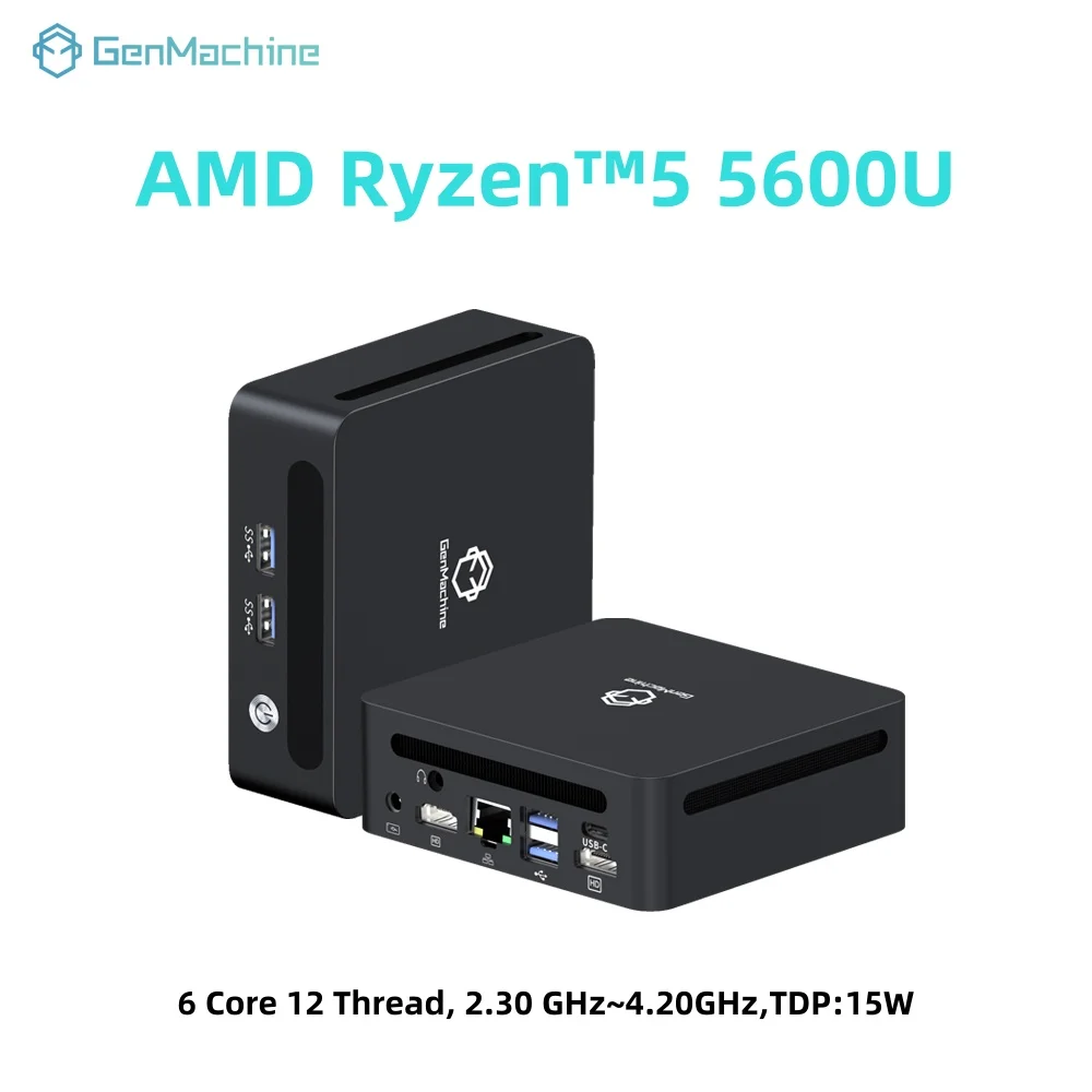 GenMachine AMD Ryzen 5 5600U Mini PC 6 Core 12 Filettatura 4.20GHz 15W Windows 11 DDR4 Gaming Pc WIFI6 Computer Mini Pc Ordenador