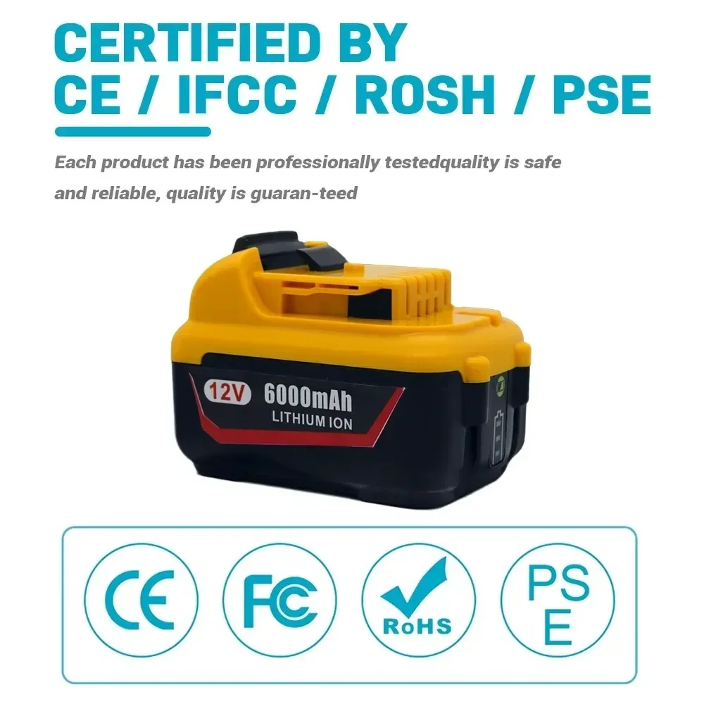 Batterie Rechargeable pour Dewalt DCB120 12V 6Ah 10C batterie au Lithium outils électriques pour Batteries Dewalt DCB121 DCB127 DCB125 DCB122.