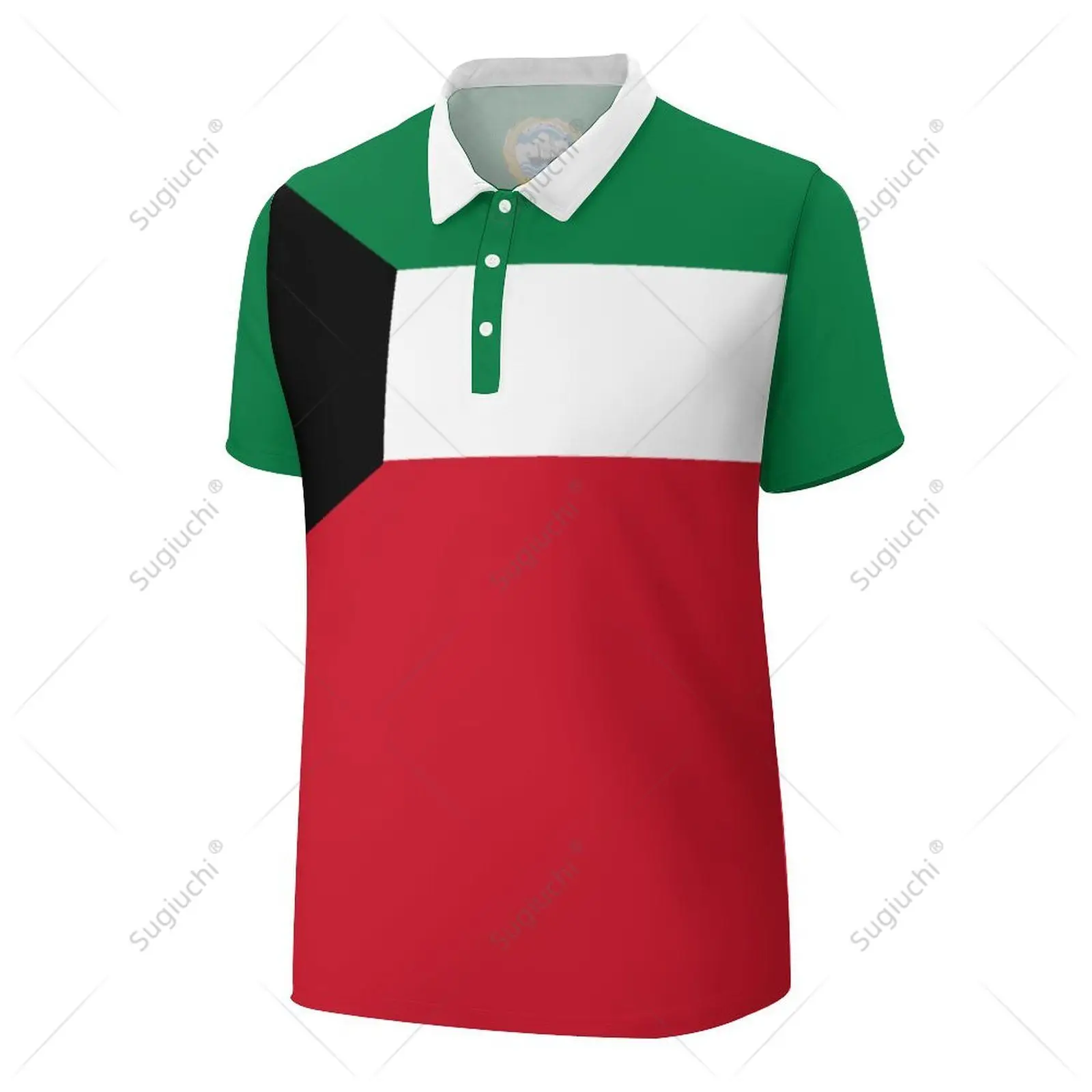 للجنسين قميص بولو علم الكويت 3D طباعة رجل بولو أزياء الملابس الرياضية قصيرة الأكمام #3