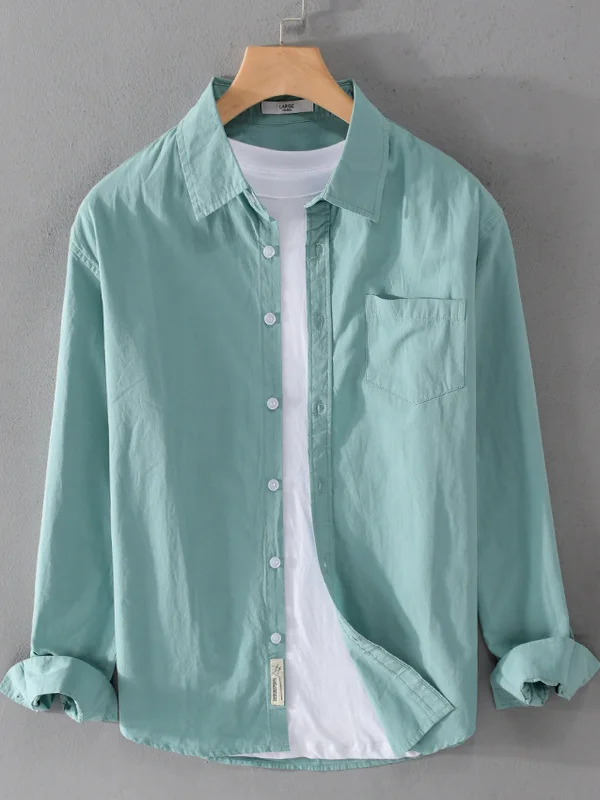 

Мужская длинная све, хлопковая повседневная свободная посадка, белая дышащая модная городская одежда, весенне-осенняя верхняя одежда