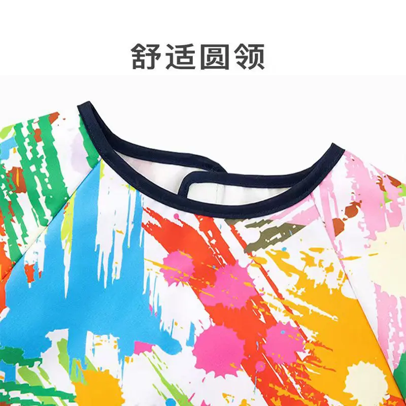 Crianças graffiti breve avental à prova dwaterproof água sem mangas impressão vestido avental para crianças arte artesanato desenho vestir moda comer babador presente