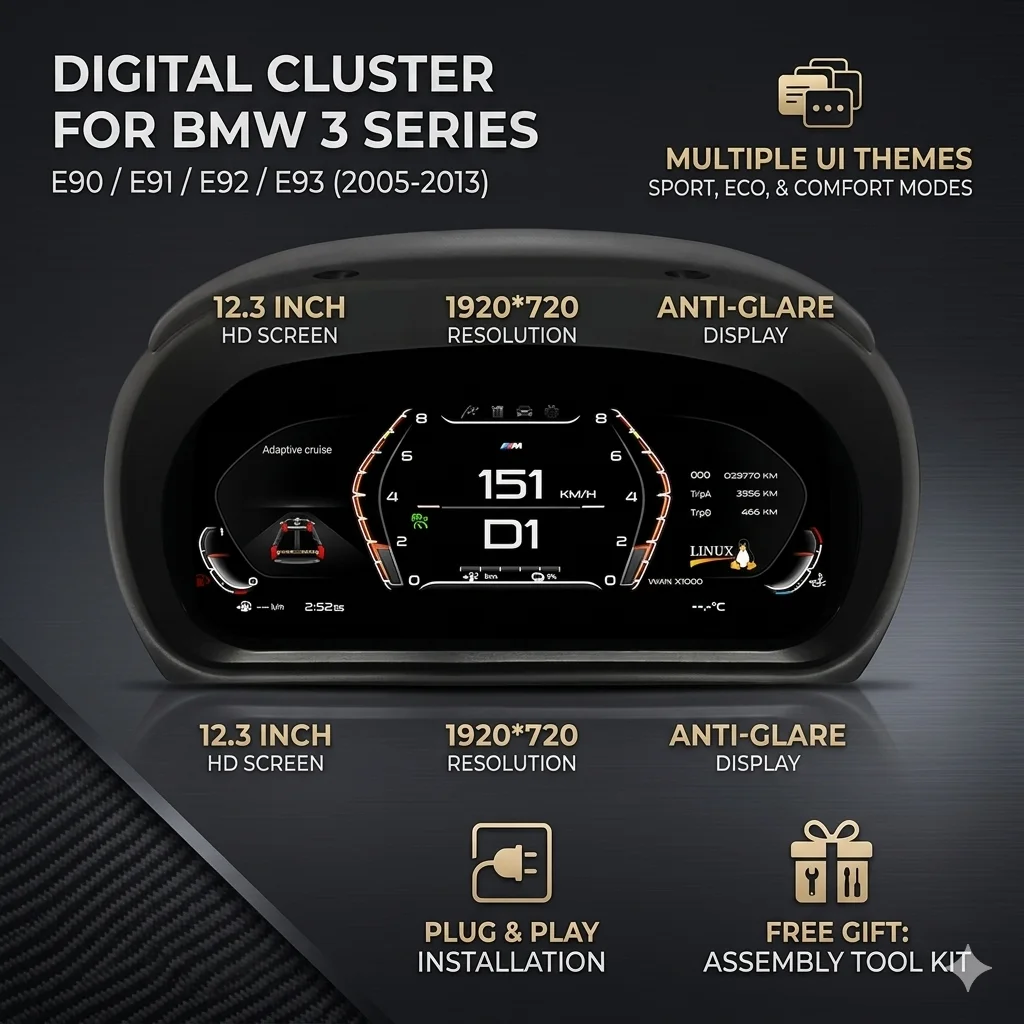 

12.3" LCD Instrument Cluster For BMW 3 Series E90 E91 E92 E93 Z4 E89 2005-2015 Digital Dashboard Virtual Cockpit Speedometer