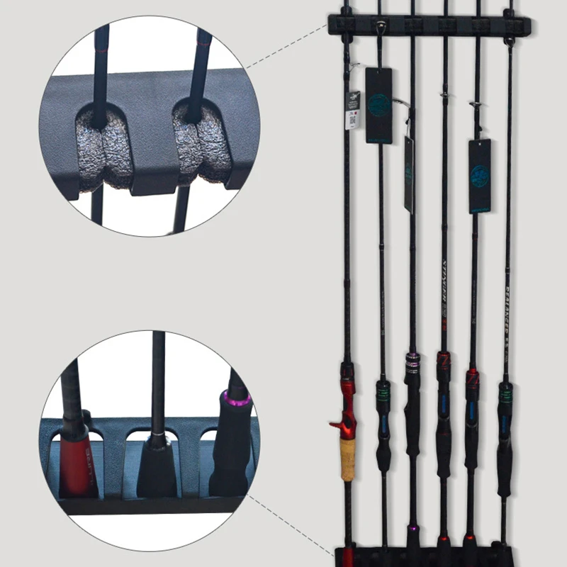 

Fishing Rod Display Stand For Home Use Wall-mounted Fixed Frame Rack 6 Holes Bracket Vertical Horizontal Display Fixed Frame