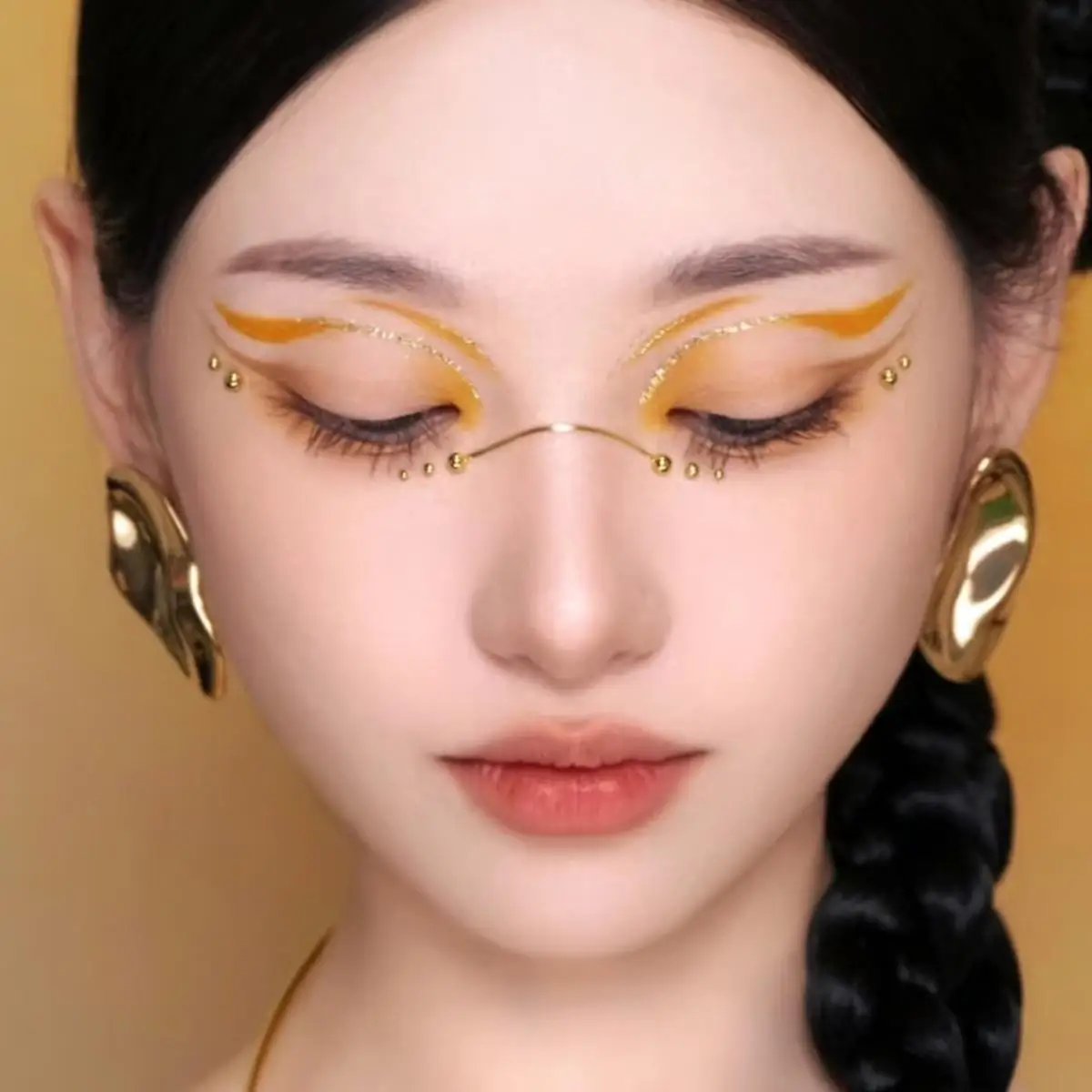 Eyebrow & Lip Piercing Jewelry - Edgy Gothic Makeup with Sparkling Rhinestones, Long-Lasting Facial Piercing