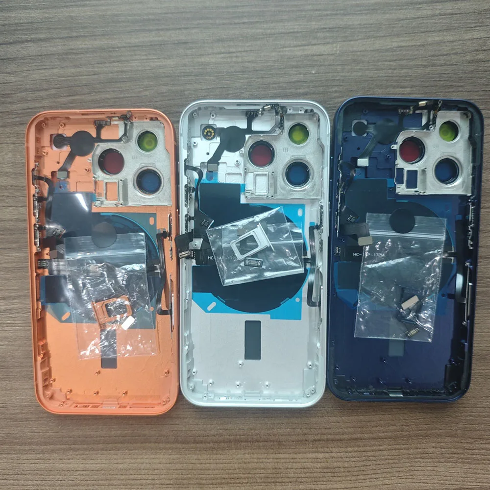 Back Rear Housing For Iphone 14 Pro To 17 Pro Pre-Install Buttons Middle Frame Housing 14Pro Convert To 17Pro + Sim Tray+ Flex
