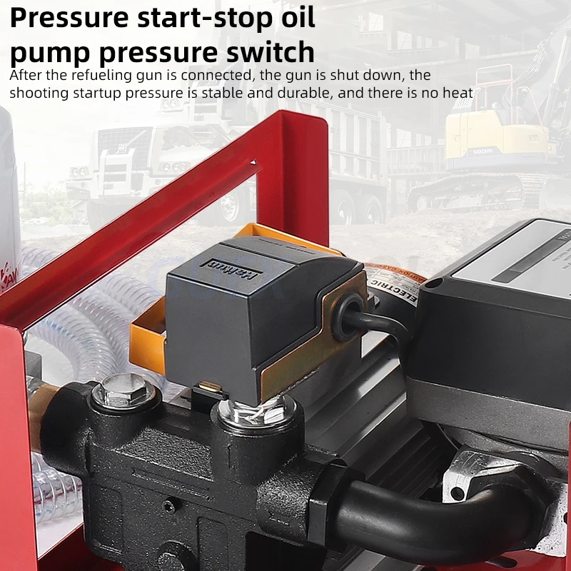 Imagem -04 - Elétrica Automática Fuel Transfer Pump Pequeno Grande Capacidade Power Oil Pump Digital Flow Meter Bico de Abastecimento Diesel com Arma 12v