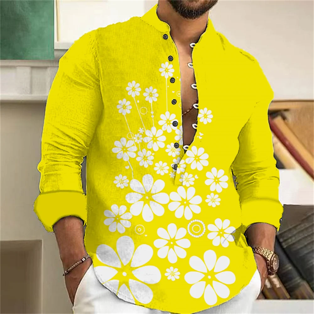 

Men's casual autumn shirt classic long sleeved fashion trend noble and comfortable high-end men's floral shirt new style