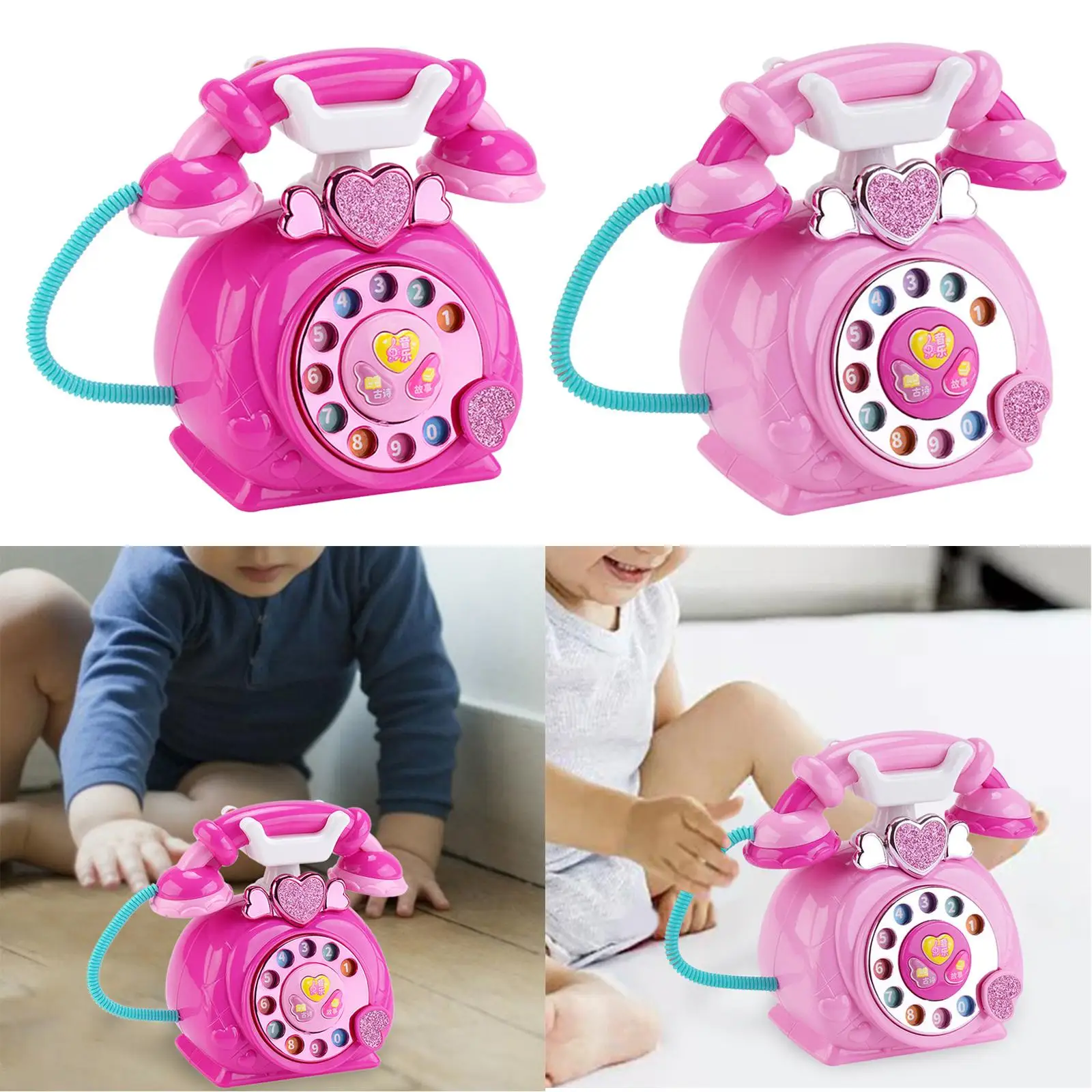 Cartoon Telephone Toy Storytelling Machine with Light Develop for Preschool