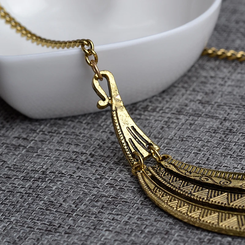 Vintage Bohemian Ethnic 3 Layers Torques Necklace Golden Plating Maxi Multilayer Retro Charm Choker Necklace For Women