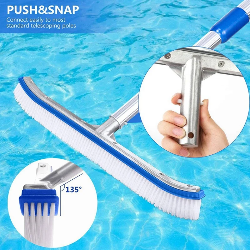 4X Pool Brush, Swimming Pool Wall & Tile Brush 18 Inch Swimming Pool Cleaning Pole Brush Head Replacement Brush,Blue