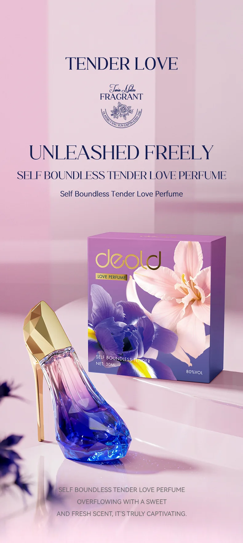 عطر نسائي بكعب عالٍ كريستالي جديد عبر الحدود عطر خشبي من الزهور والفواكه عطر أنيق عالي الجودة