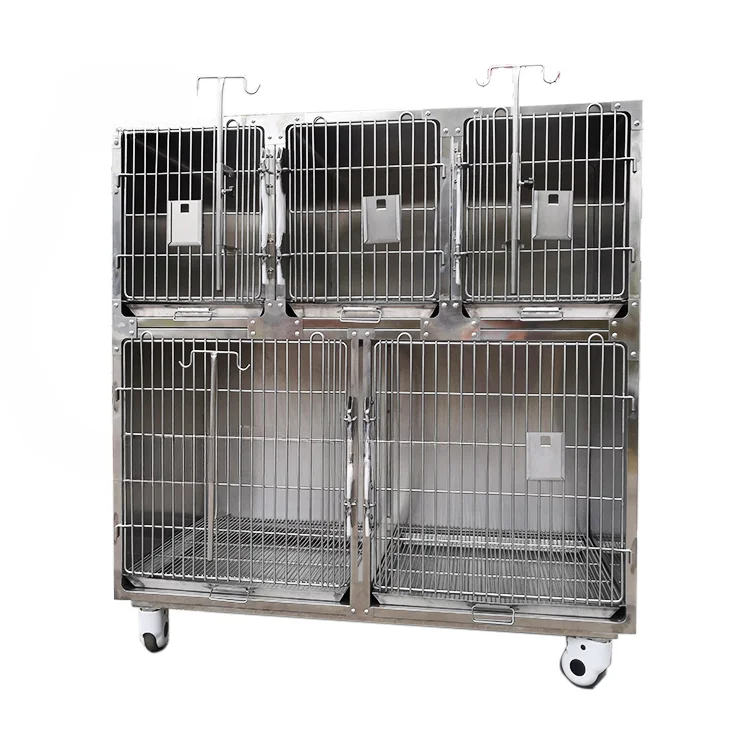 High Quality Factory Supply Professional Veterinary 5 Doors Stainless Steel Dog cage For Pet veterinary Modular Cage