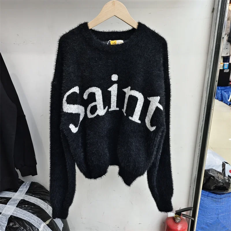 

Saint Black Knit Sweater Unisex Pullover Soft Comfortable Winter Warm Fashion Casual Tops