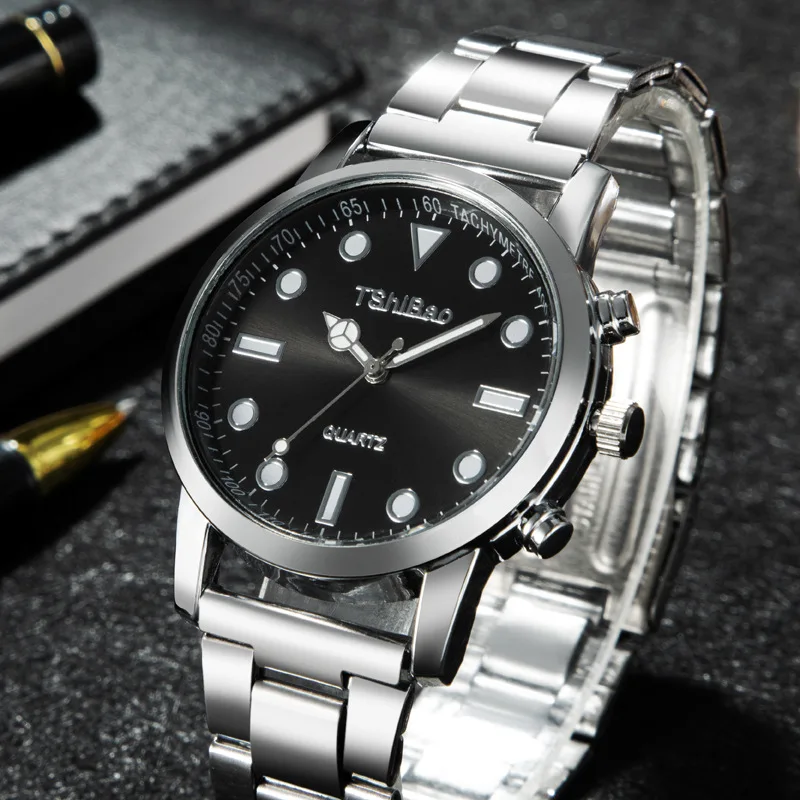 유행 남자 비즈니스 시계 한국어 버전 패션 트렌드 간단한 남자 여자 학생 럭셔리 석영 손목 시계