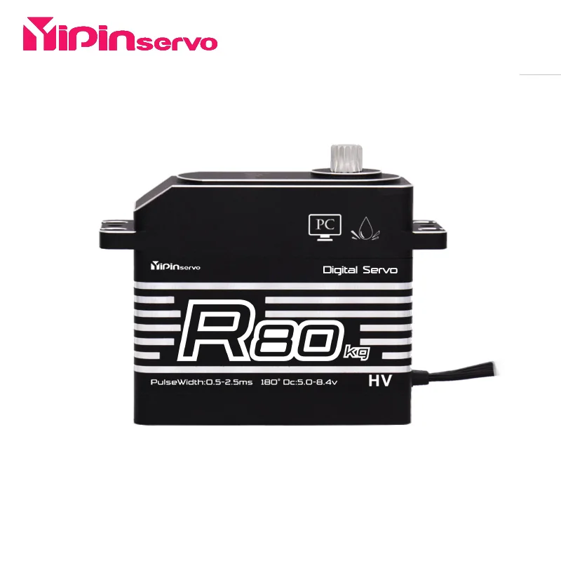 Yipinservo 1/5 RC Servo 80Kg Torsi Besar 6V-8.4V Tahan Air Model Besar Motor Kecepatan Tinggi untuk Mobil Perahu Pesawat Tangki Truk