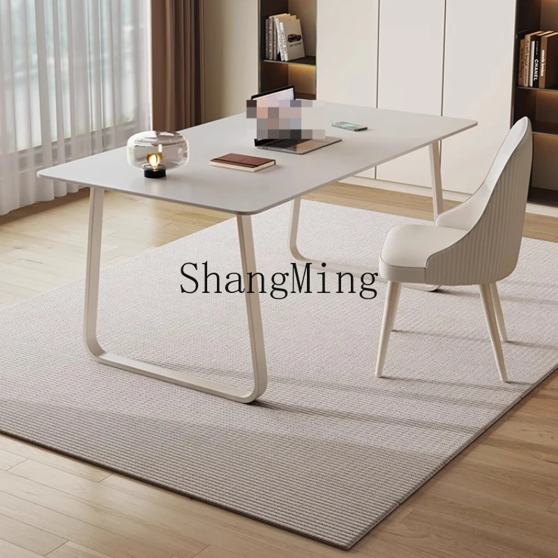 

FG Cream Wind Desk Student Home Small Pure White Slate Desktop Computer Desk Modern Simple Rectangle