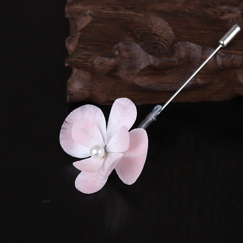 Handmade Chinese Style Intangible Cultural Heritage Velvet Flower Phalaenopsis Brooch Hanfu Mamian Skirt Coat Accessory Pearl