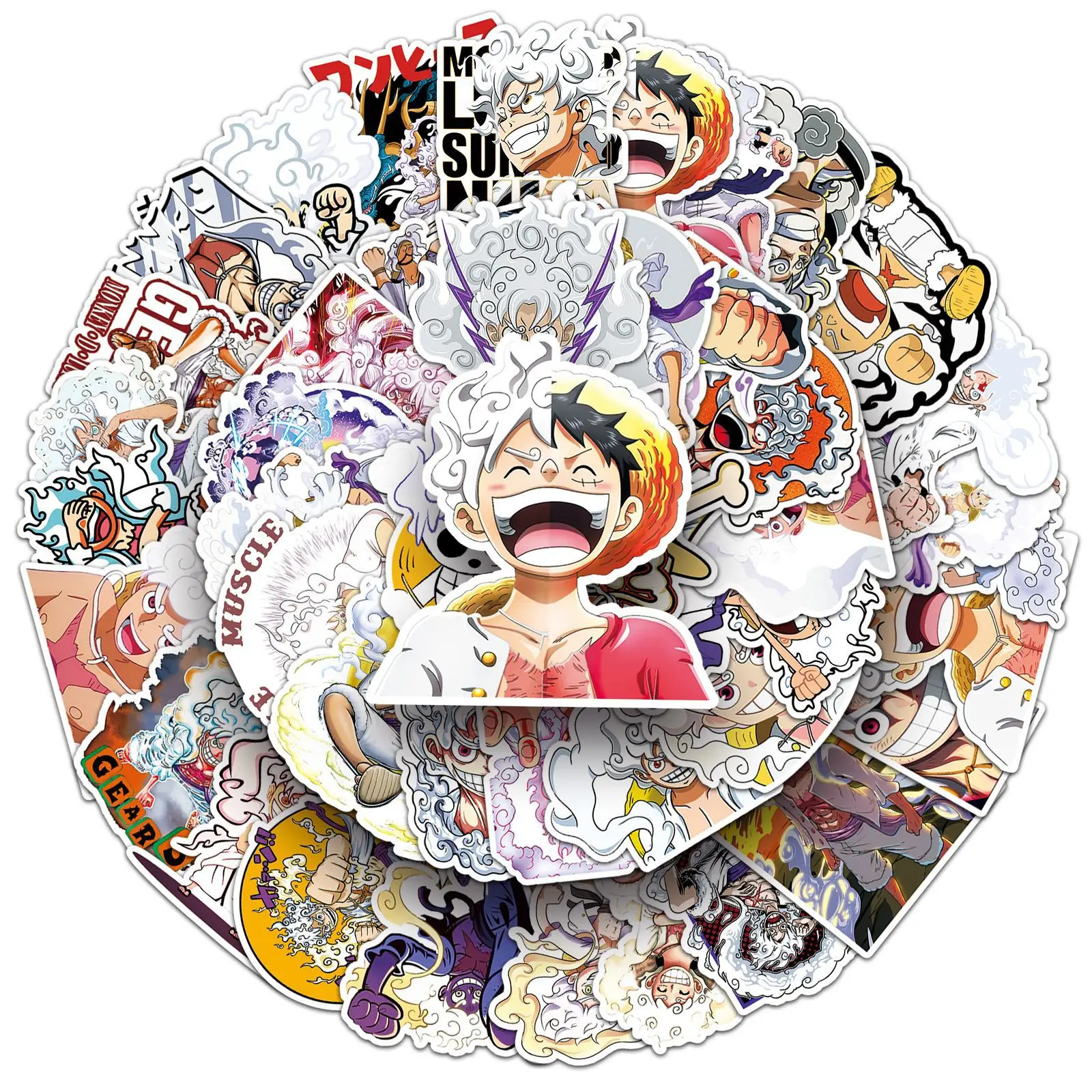 50PCS Cartoon Luffy Gear 5 Stickers One Piece Anime Sticker Graffiti Decals Scrapbooking Laptop Phone Sticker for Kids Girls