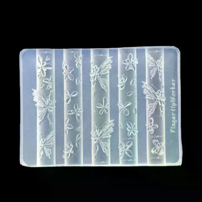 الباروك القلب الفرنسية قلادة فراشة زهرة 3D الاكريليك مسمار العفن DIY مسمار الفن الديكور قالب مانيكير شفاف #5