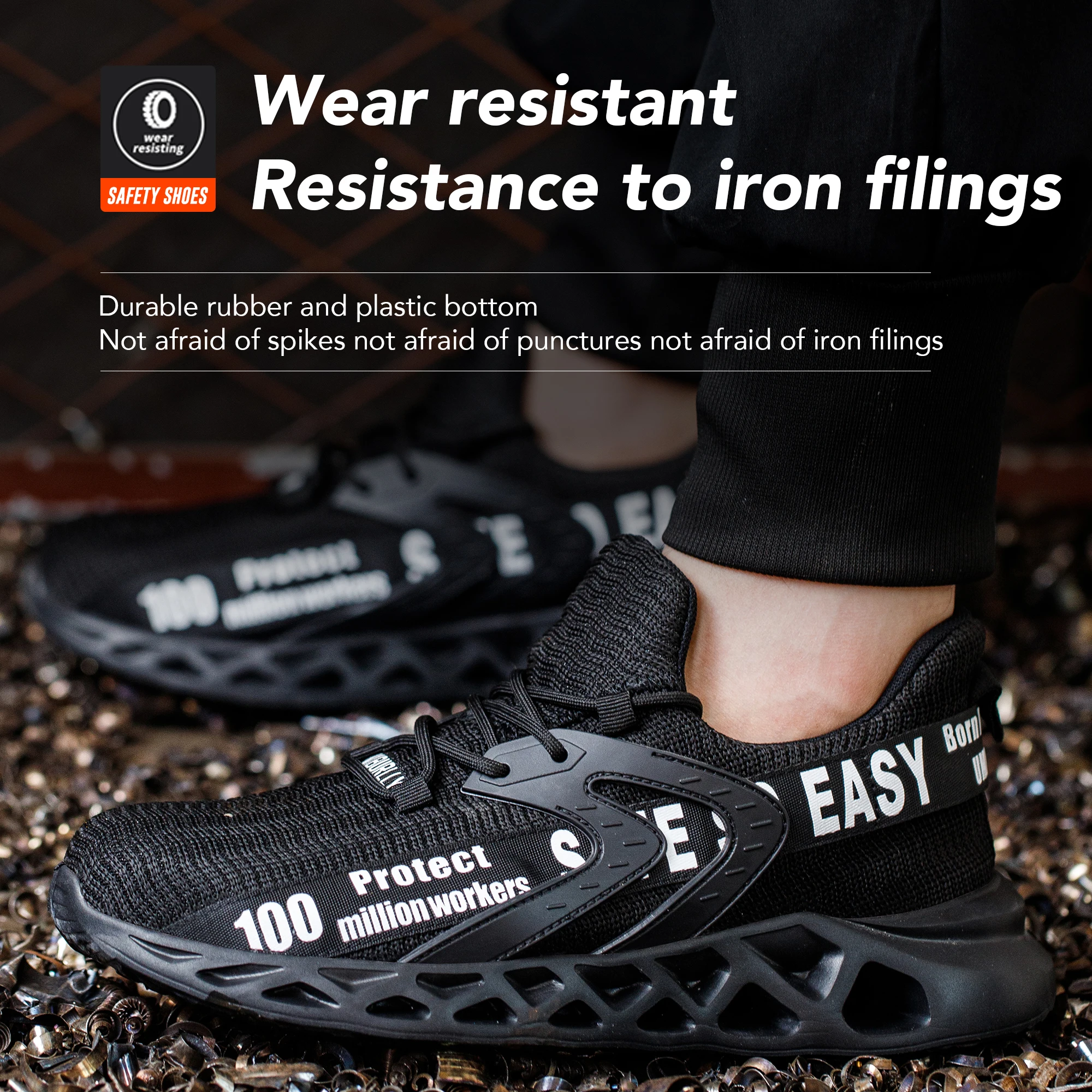 Safety Shoes Men Steel Toe Work Sneakers Anti-smashing Anti-puncture Indestructible Work Shoes Protective Safety Boots Size40-47