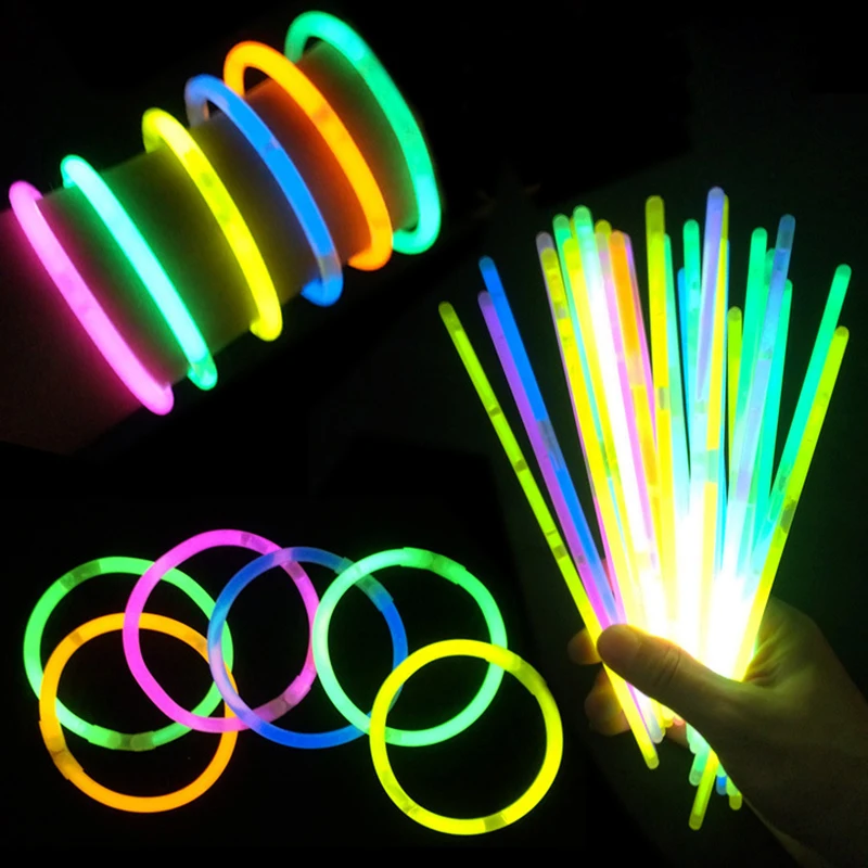 50/100Pcs Brilho Vara Fluorescente Colar de Neon Pulseiras Festa Luz Vara Para Wedd Festive Concert Party Brilho Vara