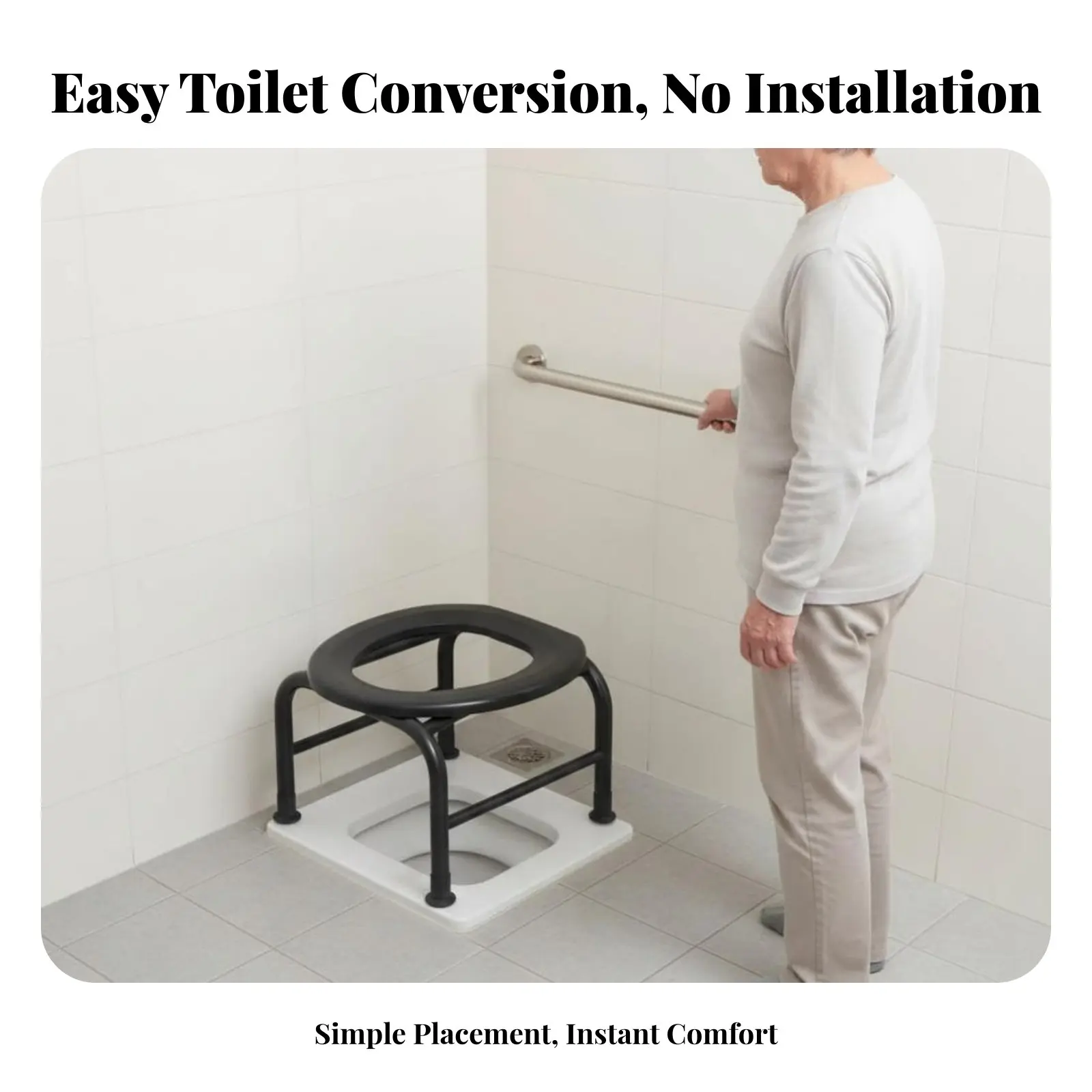 

Squatting Pan Conversion Seat Sturdy help Commode Chair Easy to Clean Multi-Functional for Elderly, Bathroom, Home, Bedroom
