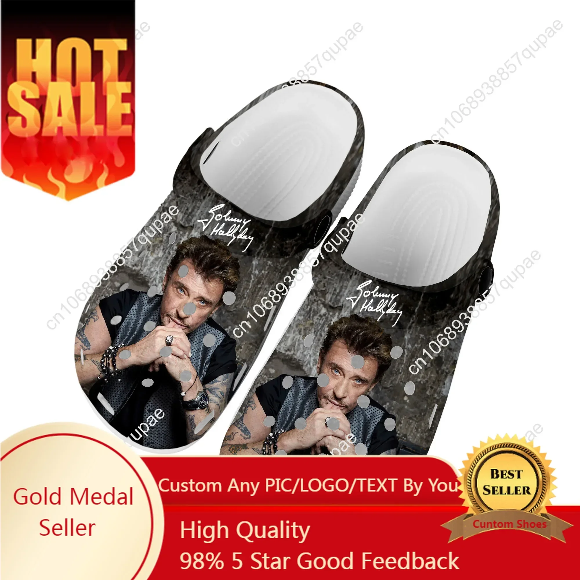 

Johnny Hallyday Rock Singer Home Clogs Custom Water Shoes Mens Womens Teenager Shoe Garden Clog Sandals Beach Hole Slippers