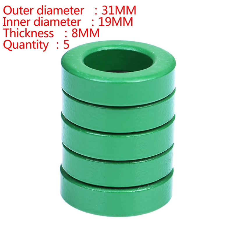 5pcs Mn-Zn High Conductivity Green Ferrite Core Ring 31*19*8mm Anti-interference Filter Inductor 31x19x8 Mm