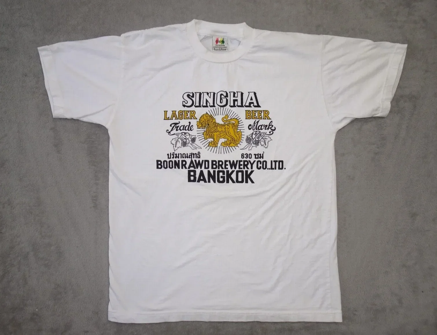 Vintage Singha Lager Beer Bangkok T Shirt Colour Takingness Thailand Large Whit long or short sleeves